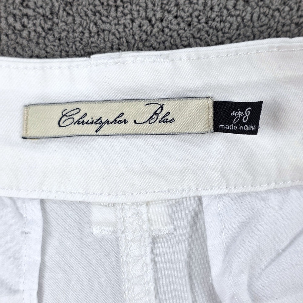 Christopher Blue Womens White Stretch Cotton Bermuda Shorts Size 8 Knee Length - Picture 6 of 9